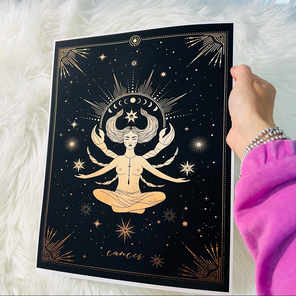 Cancer Wall Art Celestial Zodiac Horoscope Illustration Print Poster Unframed - Picture 17 of 17